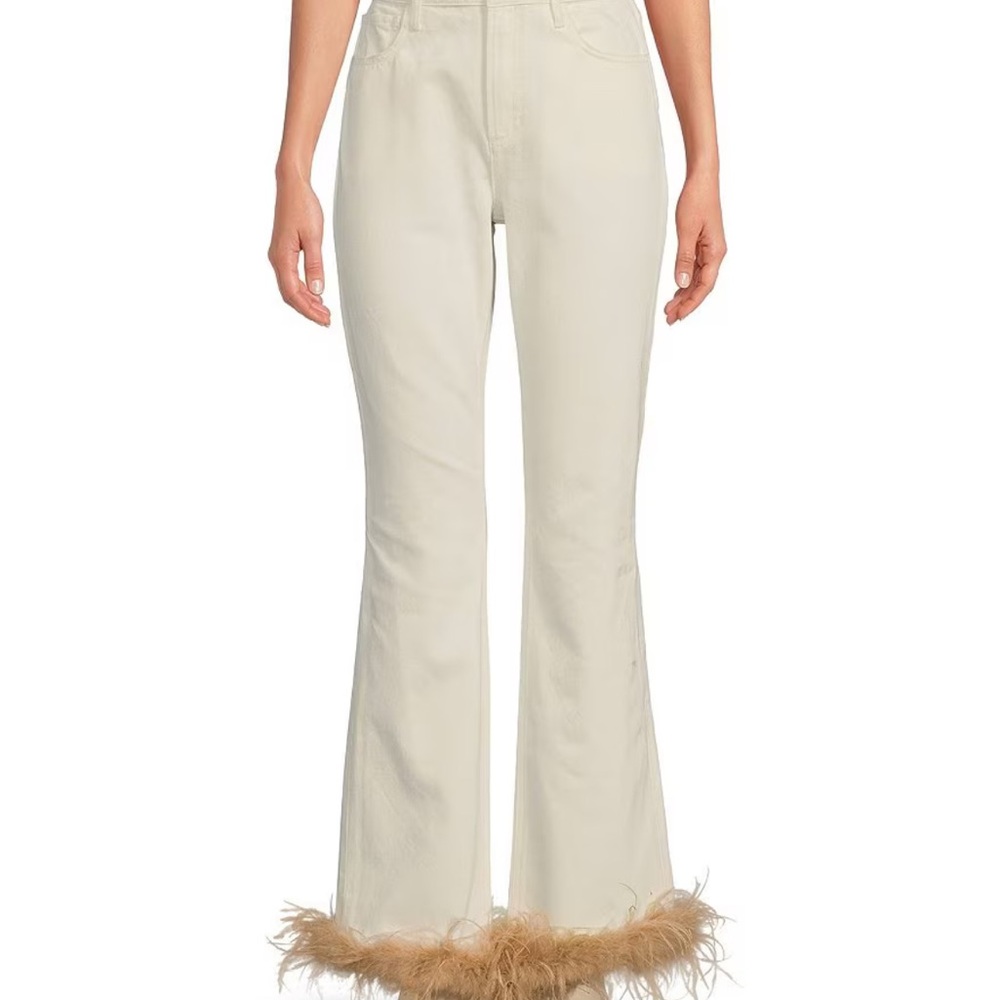 Gianni Bini × Nastia Liukin Anna Denim Straight Leg Feather Detail Jeans Flare